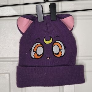 Sailor Moon Luna Cat Beanie Knit Hat Purple Toei Animation Kawaii Anime